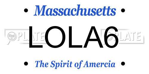 LOLA6 Massachusetts License Plate
