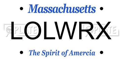 LOLWRX Massachusetts License Plate