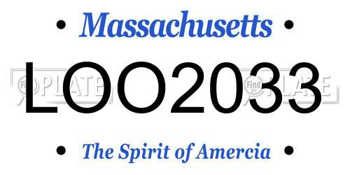 LOO2033 Massachusetts License Plate