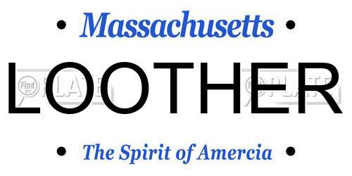 LOOTHER Massachusetts License Plate