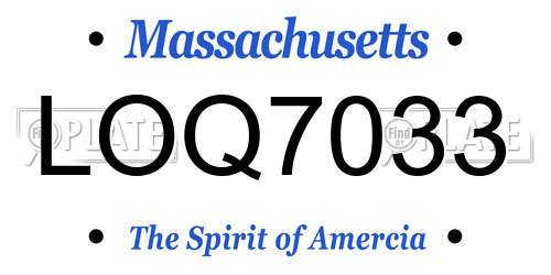 LOQ7033 Massachusetts License Plate