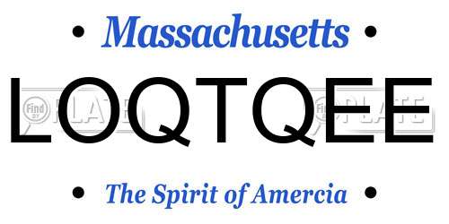 LOQTQEE Massachusetts License Plate