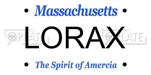 LORAX Massachusetts License Plate