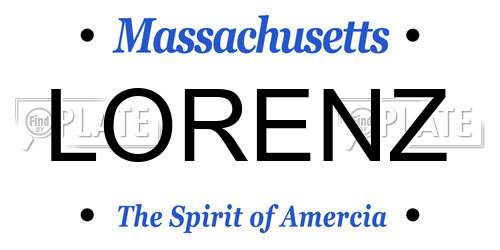 LORENZ Massachusetts License Plate
