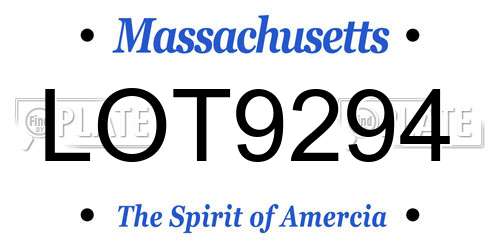 LOT9294 Massachusetts License Plate