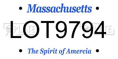 LOT9794 Massachusetts License Plate