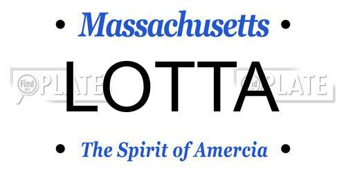 LOTTA Massachusetts License Plate
