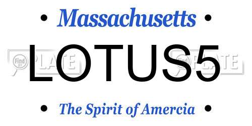 LOTUS5 Massachusetts License Plate