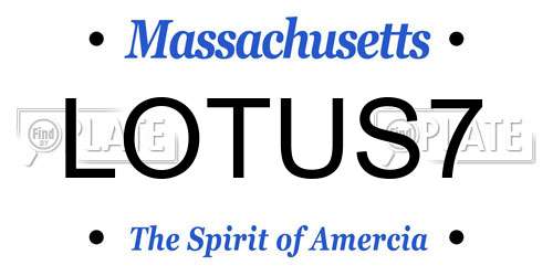 LOTUS7 Massachusetts License Plate