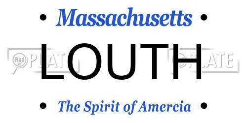 LOUTH Massachusetts License Plate