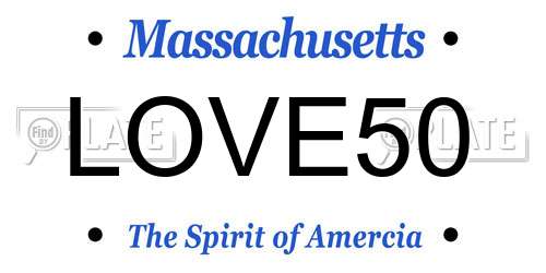 LOVE50 Massachusetts License Plate