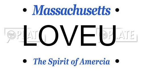 LOVEU Massachusetts License Plate