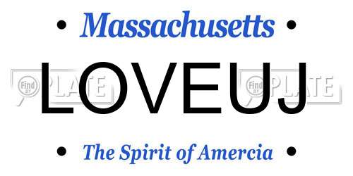 LOVEUJ Massachusetts License Plate