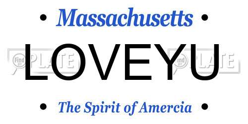 LOVEYU Massachusetts License Plate