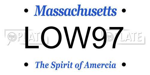 LOW97 Massachusetts License Plate