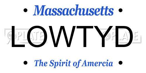 LOWTYD Massachusetts License Plate