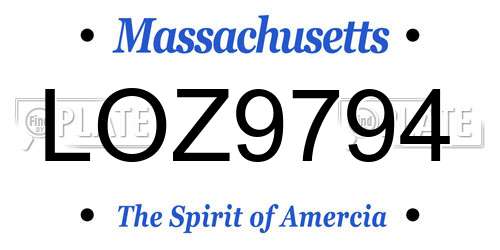 LOZ9794 Massachusetts License Plate