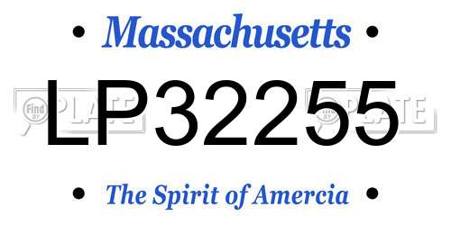 LP32255 Massachusetts License Plate