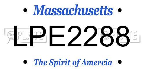 LPE2288 Massachusetts License Plate