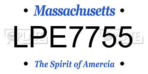 LPE7755 Massachusetts License Plate