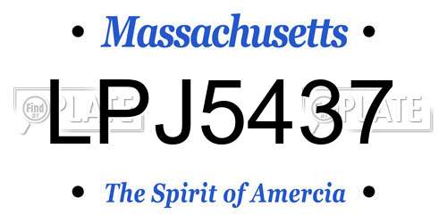 LPJ5437 Massachusetts License Plate
