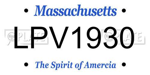 LPV1930 Massachusetts License Plate
