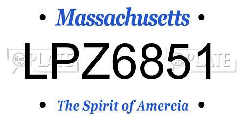 LPZ6851 Massachusetts License Plate
