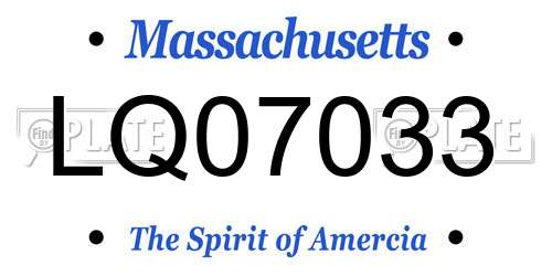 LQ07033 Massachusetts License Plate