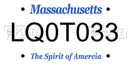 LQ0T033 Massachusetts License Plate