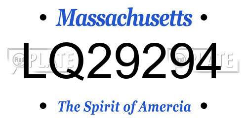 LQ29294 Massachusetts License Plate