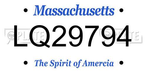 LQ29794 Massachusetts License Plate