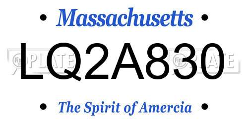 LQ2A830 Massachusetts License Plate