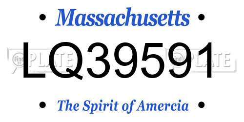 LQ39591 Massachusetts License Plate