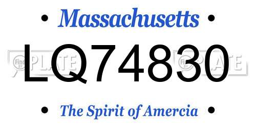 LQ74830 Massachusetts License Plate