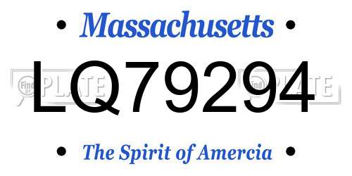 LQ79294 Massachusetts License Plate
