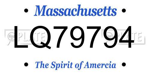 LQ79794 Massachusetts License Plate