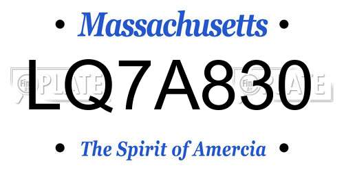 LQ7A830 Massachusetts License Plate