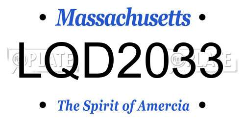 LQD2033 Massachusetts License Plate