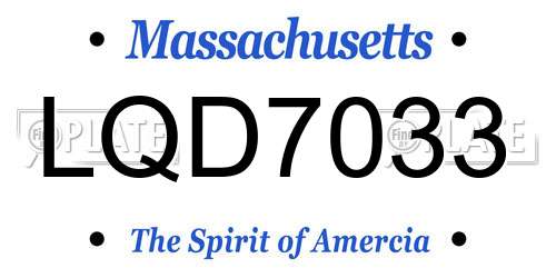 LQD7033 Massachusetts License Plate