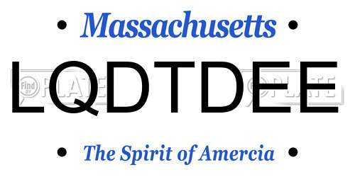 LQDTDEE Massachusetts License Plate