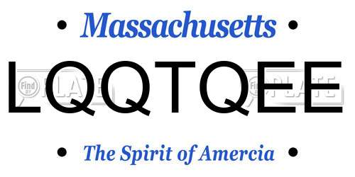 LQQTQEE Massachusetts License Plate