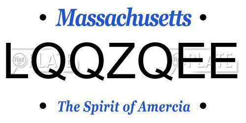 LQQZQEE Massachusetts License Plate
