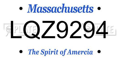 LQZ9294 Massachusetts License Plate