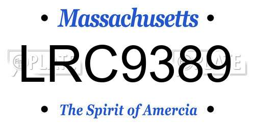 LRC9389 Massachusetts License Plate