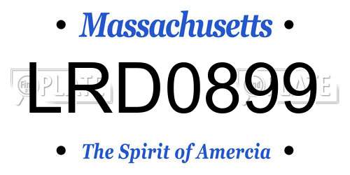 LRD0899 Massachusetts License Plate