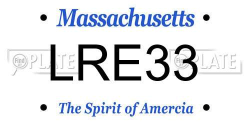 LRE33 Massachusetts License Plate