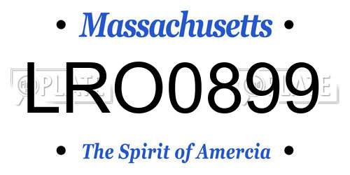 LRO0899 Massachusetts License Plate