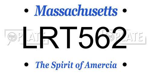 LRT562 Massachusetts License Plate