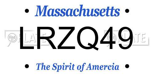 LRZQ49 Massachusetts License Plate