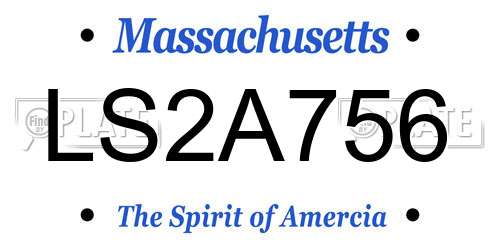 LS2A756 Massachusetts License Plate